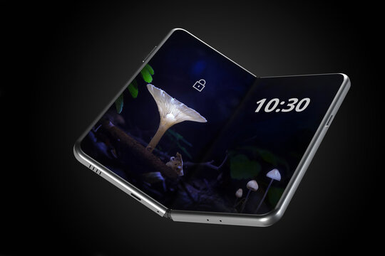 Undefined model of folding smartphone with flexible screen - 3d render
