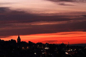 Obraz premium sunset over the city