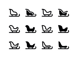 Simple Set of Vector Line and Glyph Icons Sleigh