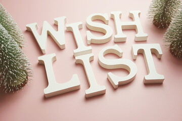 Christmas Wish List alphabet letter on pink background