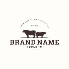 vintage livestock logo design, vector concept illustration