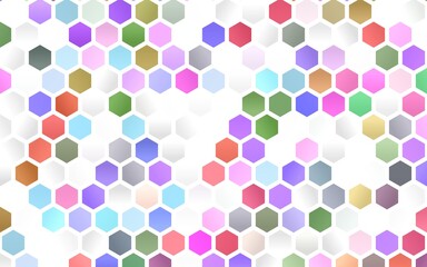 Light Multicolor, Rainbow vector texture with colorful hexagons.
