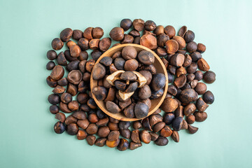 A dish of dried camellia seeds