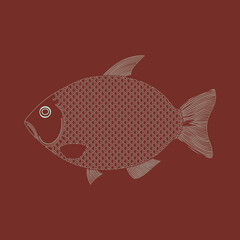 River fish with lots of scales. Crucian with fins. Coloring for kids. River fishing.