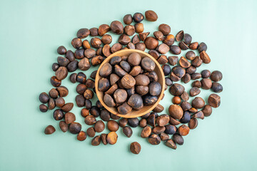 A dish of dried camellia seeds