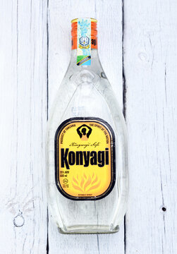 Belarus, Minsk - 12.05.2020:Konyagi vodka on white background.Tanzania Distilleries Limited (TDL), founded in 1968.