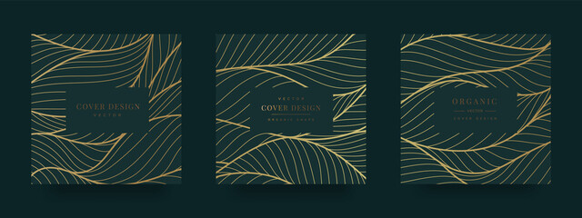 Luxury gold cover design and social media stories and post template vector set.	