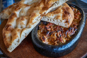 Turkish Kebab, Nevsehir tava in near plan