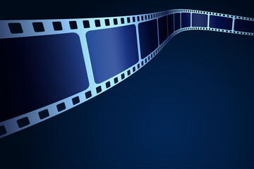 3D cinema stripe in perspective. Vector template cinema festival with place for text. Movie design with film strip for festival, brochure, poster, banner, flyer. Concept film industry or entertainment