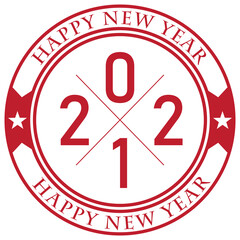 2021. Happy New Year. Red Icon.