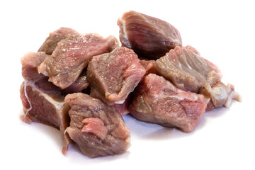 Goulash meat isolated on white background