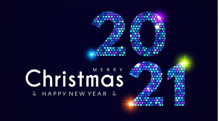 2021 Happy New Year banner with shining sequins effect. Countdown header with number