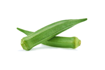 Fresh young okra isolated on white background