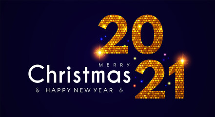 2021 Happy New Year banner with shining sequins effect. Countdown header with number