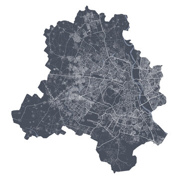 Delhi map. Detailed map of Delhi city poster with streets. Cityscape vector.