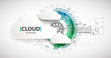 Obraz premium Cloud storage technology. Integrated digital web concept background.