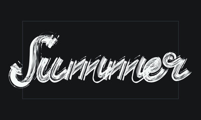 Summer Typography Handwritten modern brush lettering words in white text and phrase isolated on the Black background