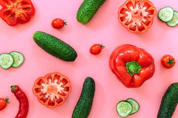 Composition with fresh vegetables