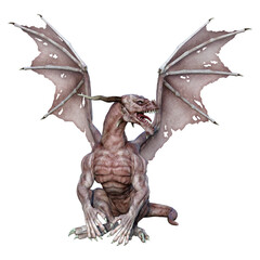 3D Rendering Fairy Tale Dragon on White