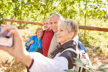Seniors group makes selfie on a hike