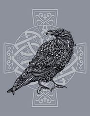 Fototapeta na wymiar Odin's Celtic Raven