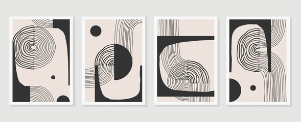 Abstrakte Wandkunst-Vektorsammlung. Erdtöne organische Form Kunstdesign für Poster, Drucke, Cover, Tapeten, minimale und natürliche Wandkunst. Vektor-Illustration. © TWINS DESIGN STUDIO