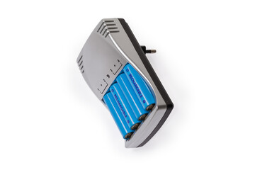Smart battery charger with inserted rechargeable AA batteries