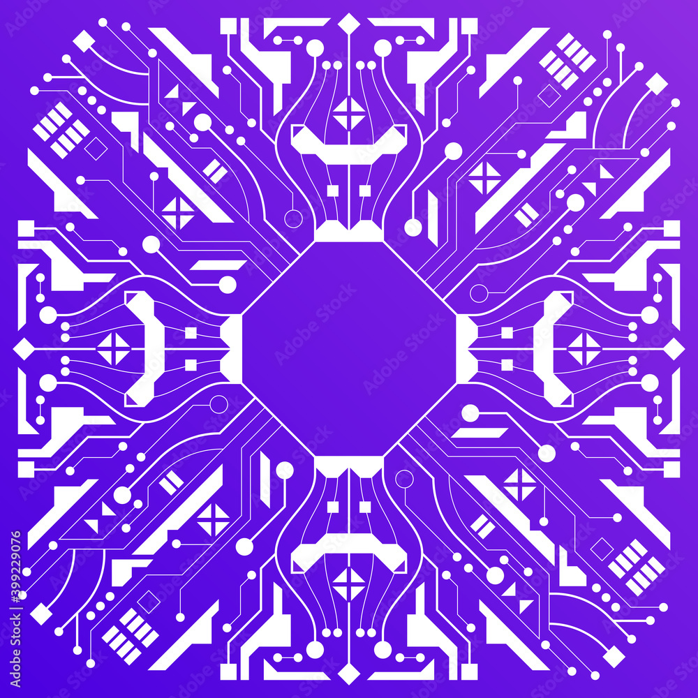 Aufkleber vector symmetric frame with computer chip pattern