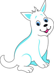 pet, white dog, vector illustration, cute and funny, cartoon