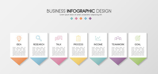 Diagram with 7 steps. Colourful infograph. Vector