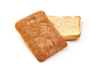 Wheat flour bread, isolated on white background