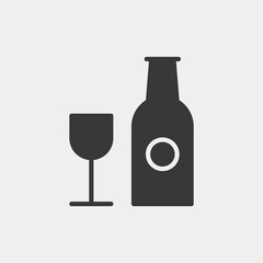 Bottle and glass icon isolated on background. Drink symbol modern, simple, vector, icon for website design, mobile app, ui. Vector Illustration