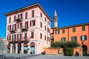 Fototapeta na wymiar Colorful street view in Lecco City
