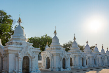 Naklejka premium White stupas of Kuthodaw Pagoda in Mandalay, Burma Myanmar