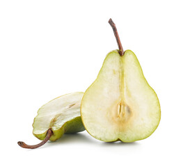 Fresh cut pear on white background
