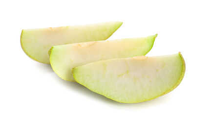 Fresh cut pear on white background