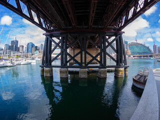 View of the under bridge at Darling Harbour Sydney NSW Australia