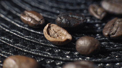 Coffee Beans On Black Background