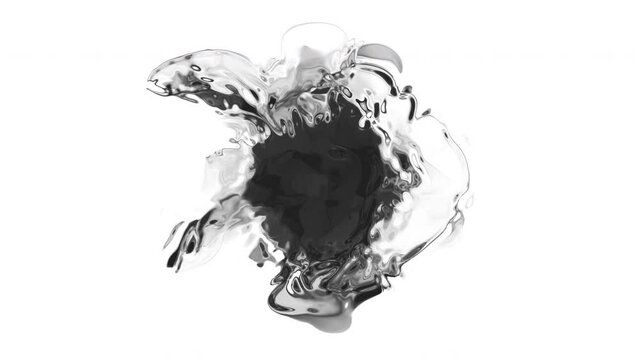 Black ink blot spreading in liquid surface animation