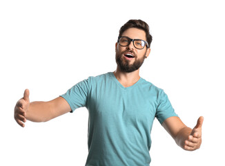 Male actor on white background