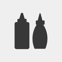Ketchup and mayo bottles icon isolated on background. Sauces symbol modern, simple, vector, icon for website design, mobile app, ui. Vector Illustration