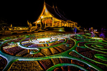 blurred abstract background of the twilight sky in the evening at one of the beautiful tourist...