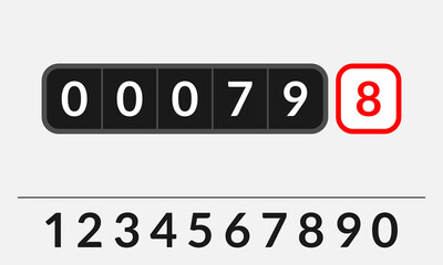 Counter. Utility meter with numbers. Electric or water gauge element. Vector illustration.