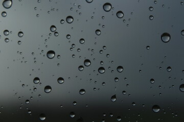 Drop of water on transparent glass