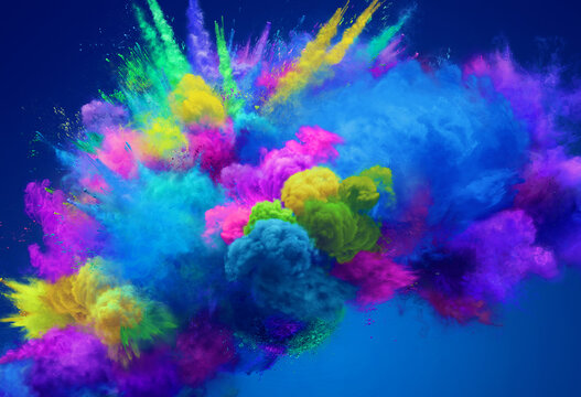 Big colorful cloudy powder explosion