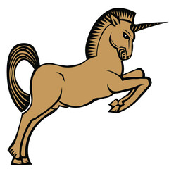 illustration of a cartoon unicorn on the white background