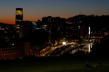 Sunset in the city of Bilbao