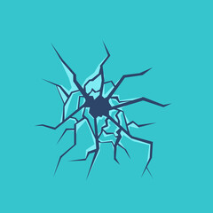 Window broken with cracked glass vector illustration.
