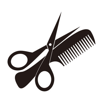Scissor and comb  icon vector illustration symbol