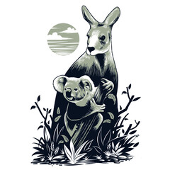 kangoroo koala illustration vector